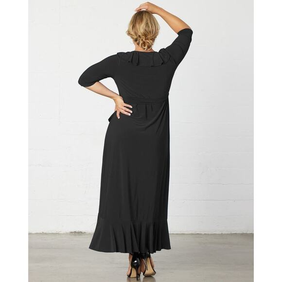 Kiyonna Dress Maritime Style 1X Maxi True Ruffles Neck Hemline Party Slimming - Picture 4 of 7